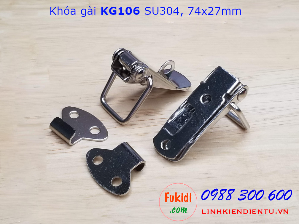 Khóa gài cửa tủ KG106, chất liệu SU304 kích thước tổng thể 74x32mm