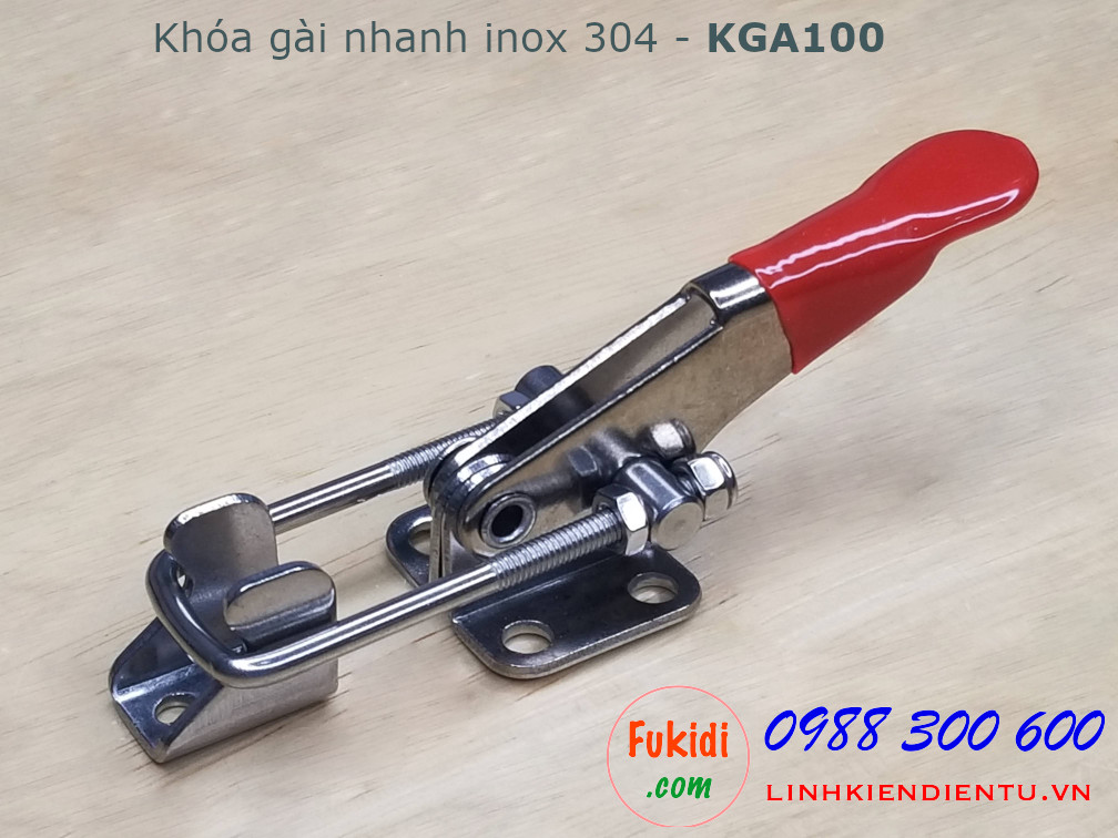 Khóa gài nhanh inox 304 dài 10cm, tay kéo có chiều dài thay đổi - KGA100