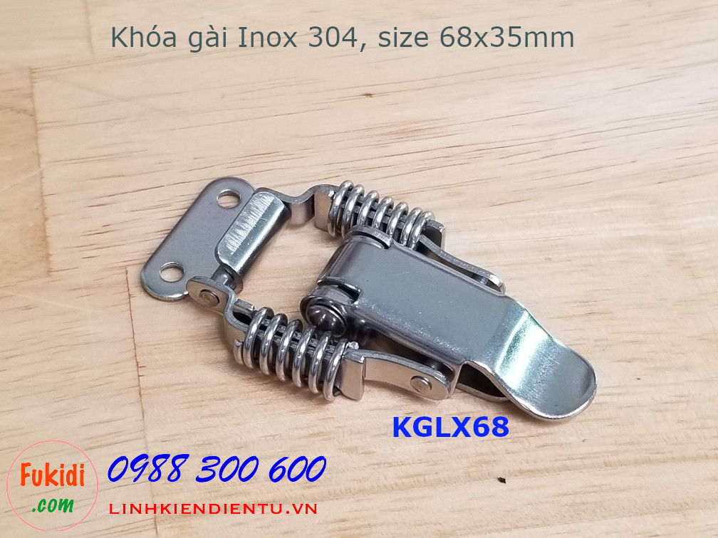Khóa gài lò xo, inox 304, kích thước 68x35mm model KGLX68