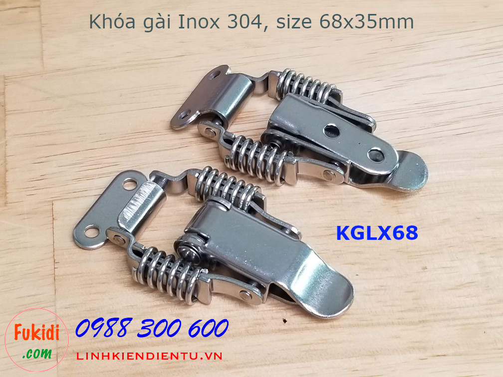 Khóa gài lò xo, inox 304, kích thước 68x35mm model KGLX68