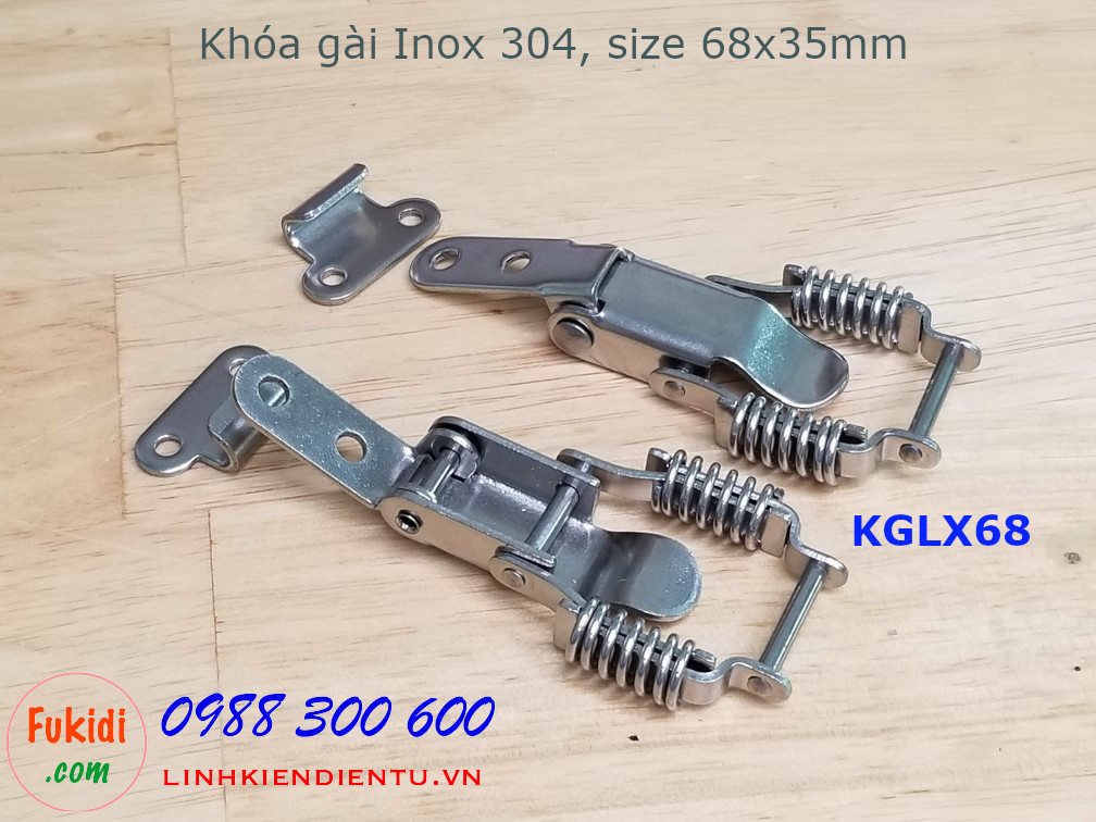 Khóa gài lò xo, inox 304, kích thước 68x35mm model KGLX68