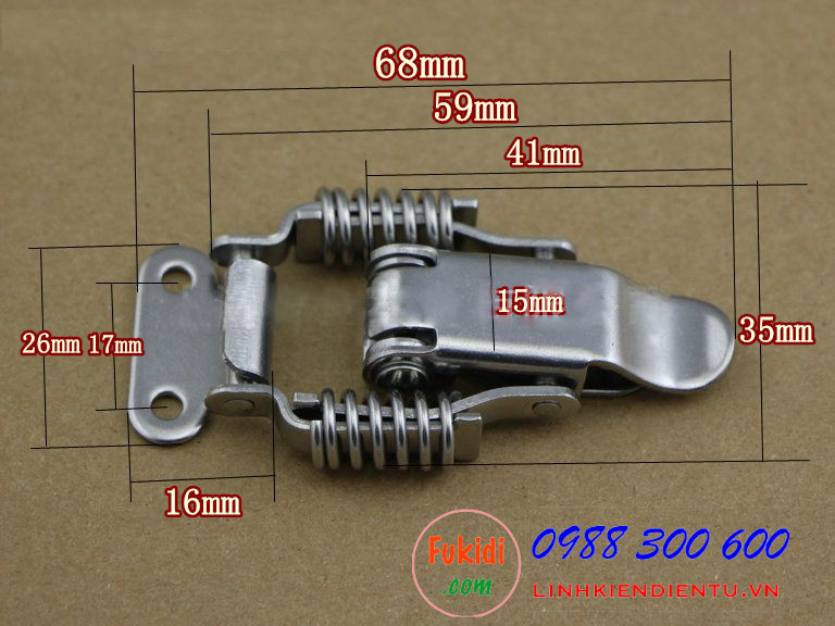 Khóa gài lò xo, inox 304, kích thước 68x35mm model KGLX68
