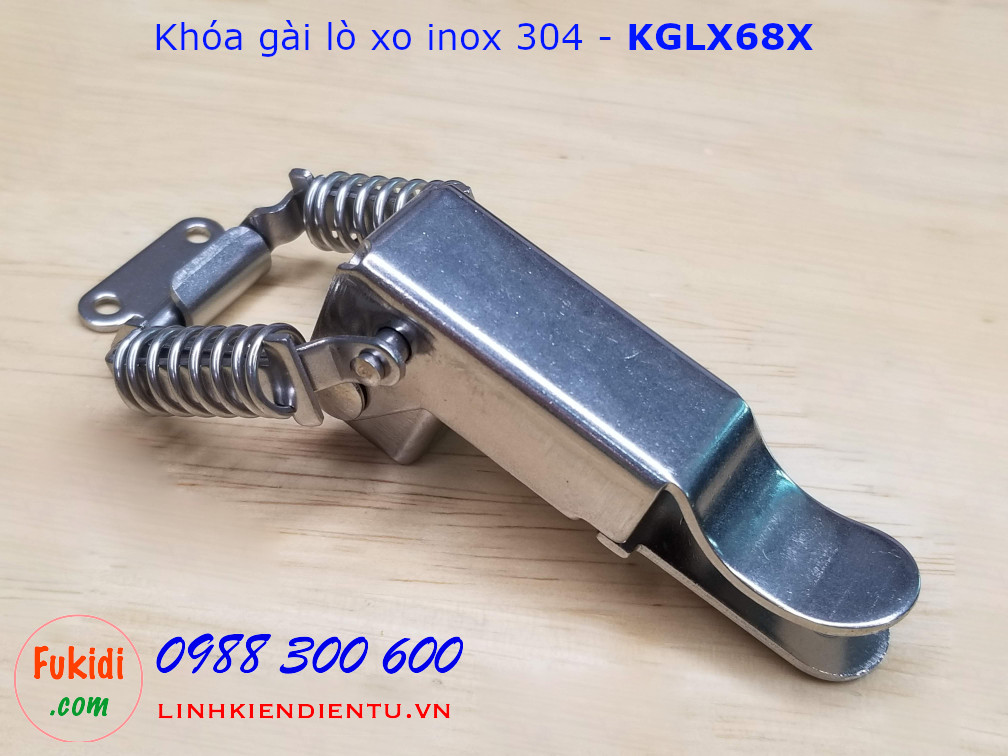 Khóa gài lò xo inox 304 dùng cho cạnh góc vuông 65mm - KGLX68X