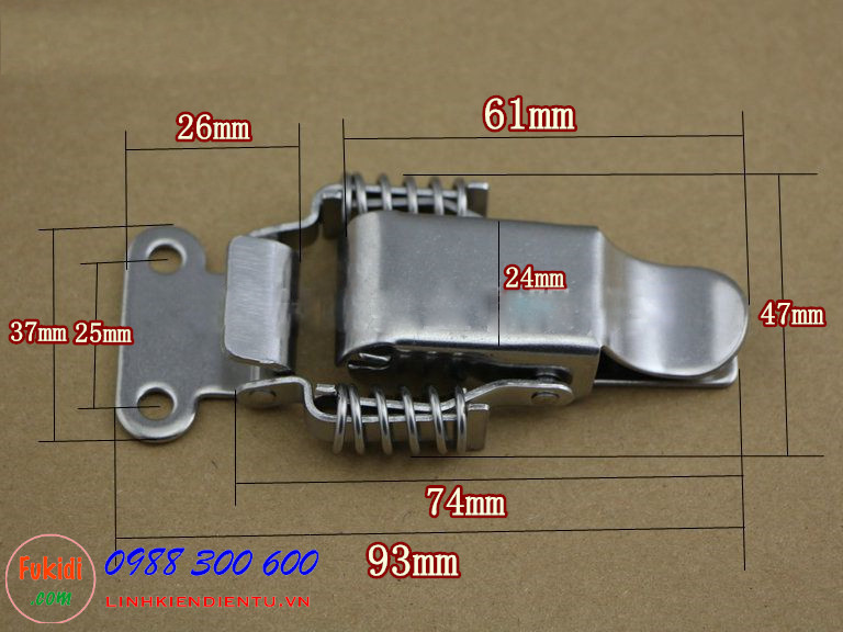 Khóa gài lò xo, inox 304 kích thước 93x47mm KGLX93