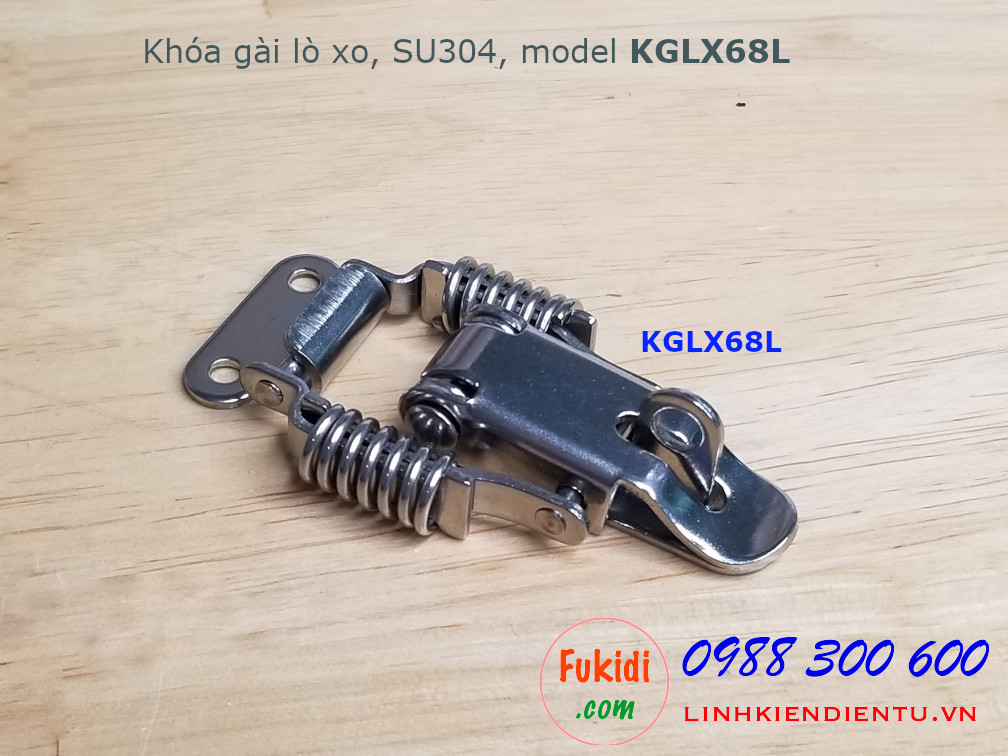 Khóa gài lò xo có khoen khóa, inox 304, kích thước 68x35mm model KGLX68L