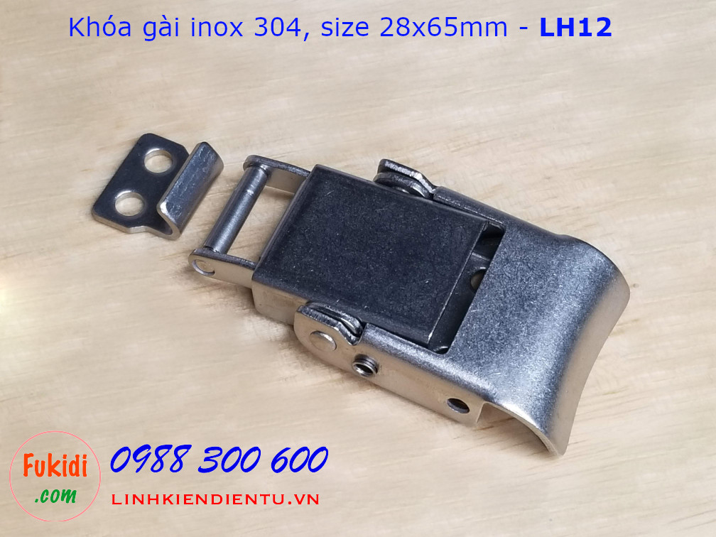 Móc khóa gài hộp dụng cụ LH12, chất liệu inox 304 màu bạc