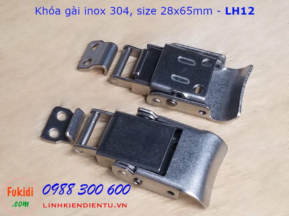 Móc khóa gài hộp dụng cụ LH12, chất liệu inox 304 màu bạc