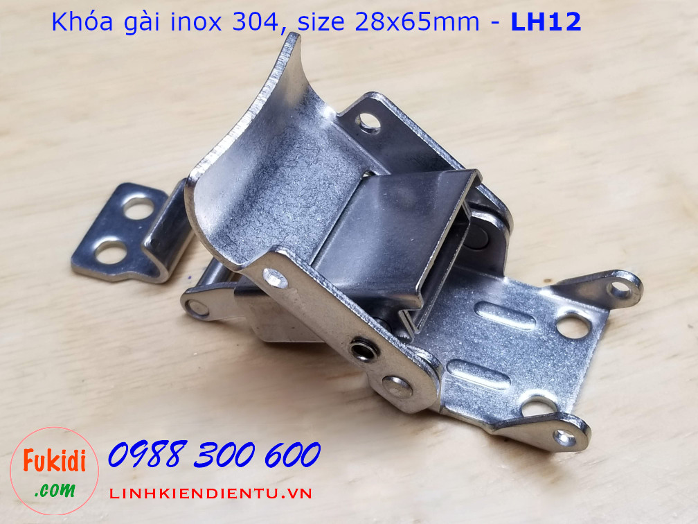 Móc khóa gài hộp dụng cụ LH12, chất liệu inox 304 màu bạc