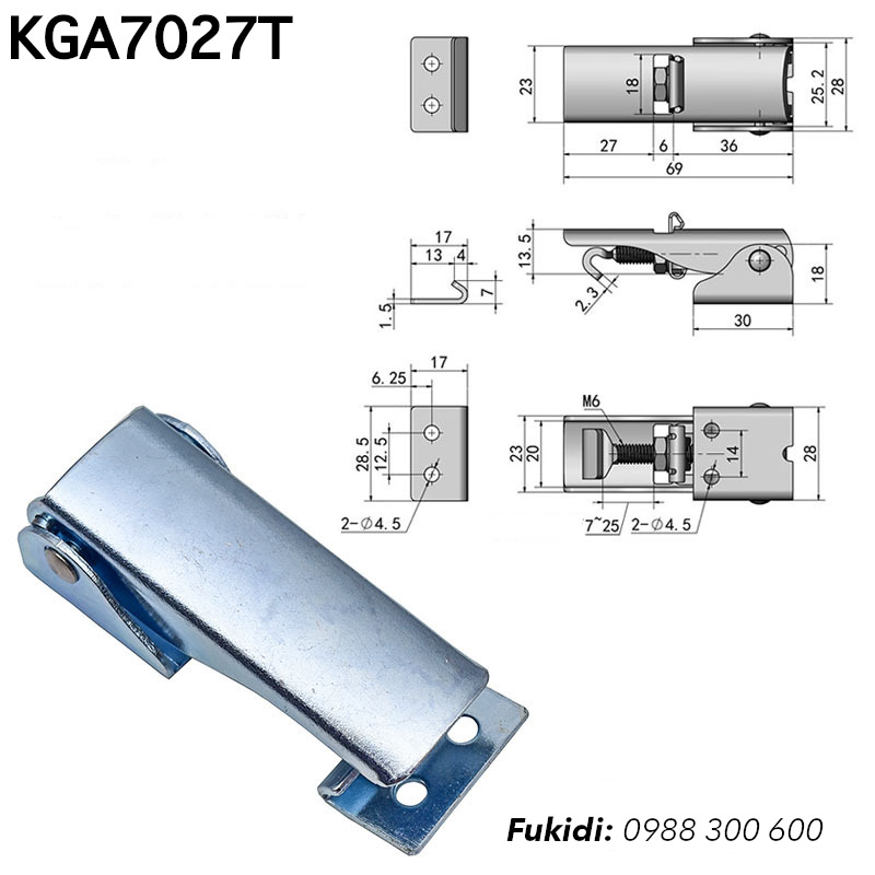 Chi tiết kích thước của khóa gài KGA7027T