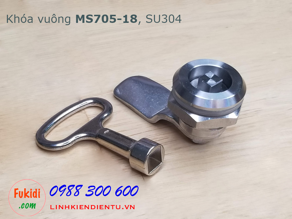Khóa tủ điện MS705-18 chất liệu SU304 phi 22mm loại hình vuông