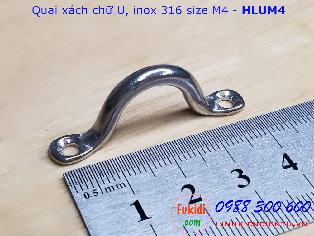 Quai xách chữ U M4 inox 316 chiều dài 40mm - HLUM4