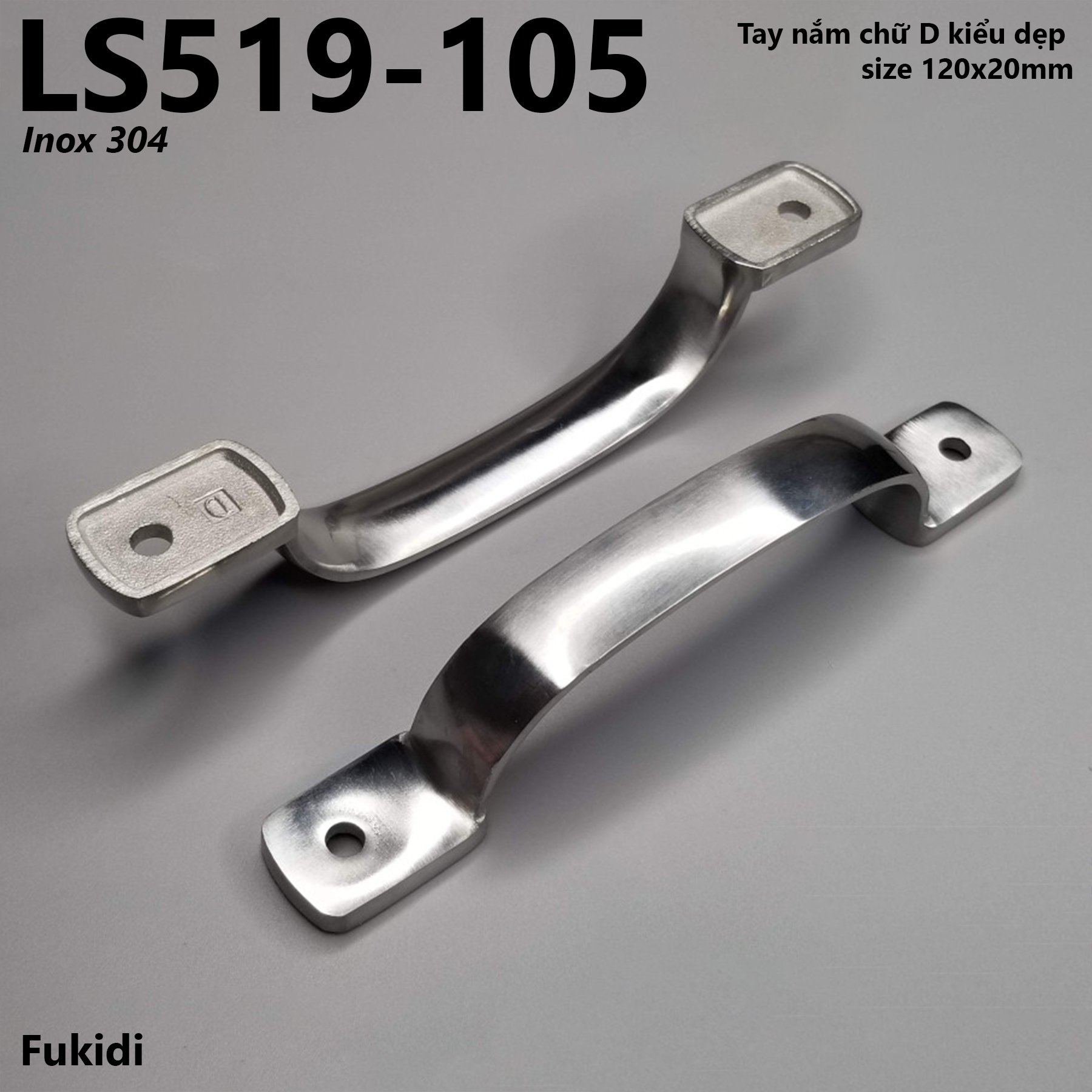 Tay nắm chữ D SU304 kiểu dẹp chiều dài 120mm - LS519