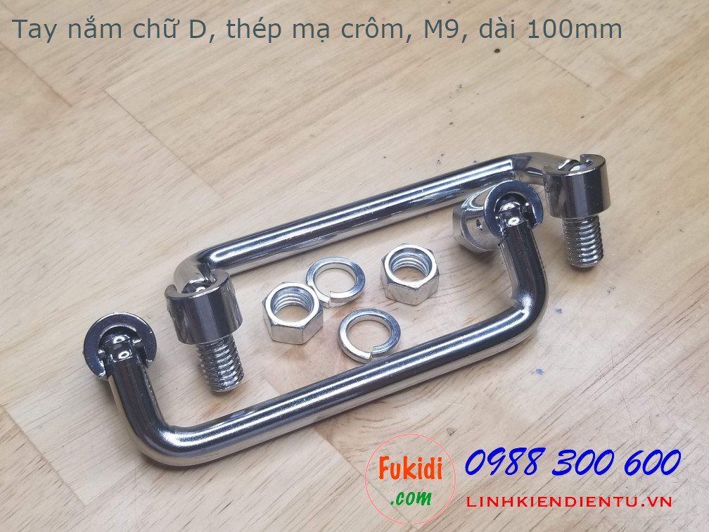 Tay nắm chữ D có thể gập lại, size M9, chất liệu thép mạ crôm, dài 100mm HL9100T