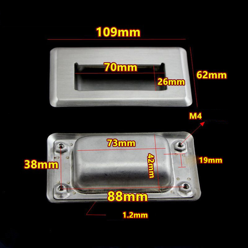 Tay nắm âm dùng làm tay nắm hộc tủ, chất liệu inox 304 size 109x62mm - HLM62