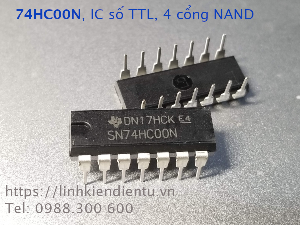 74HC00N IC số TTL, bốn cổng NAND, chân DIP-14