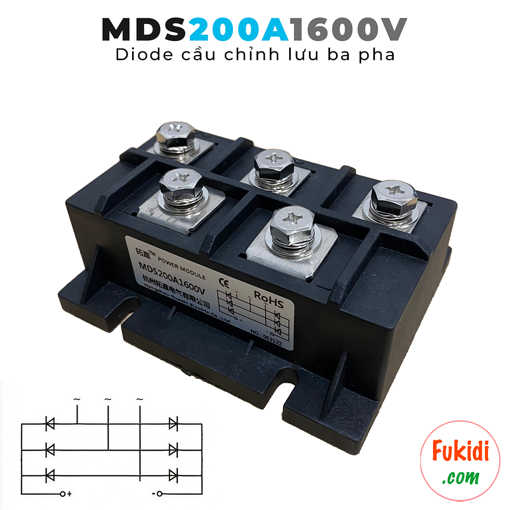 Diode cầu chỉnh lưu ba pha 200A 1600V – MDS200A1600V