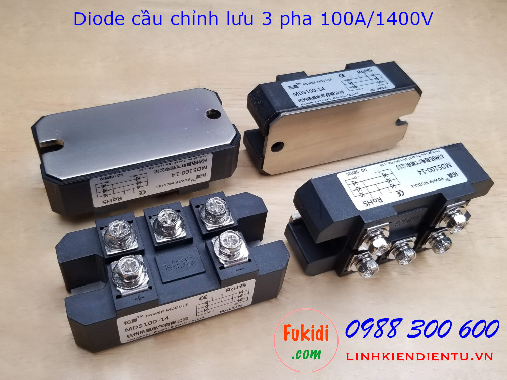Diode cầu chỉnh lưu ba pha 100A/1400V MDS100-14
