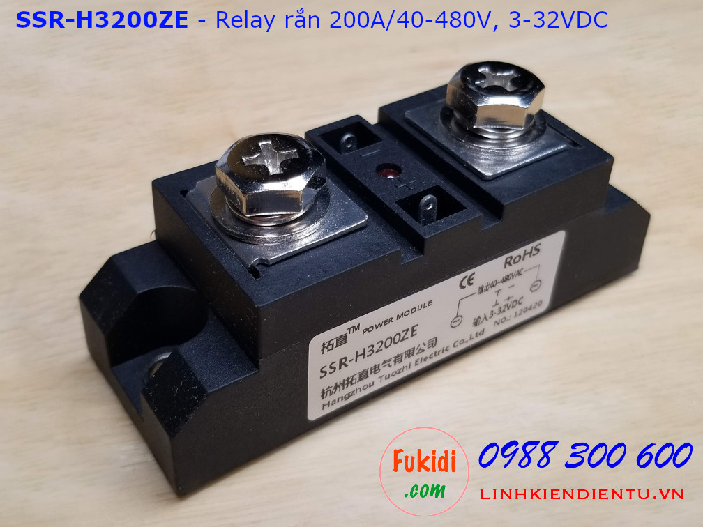 Relay rắn một pha 200A loại DC điều khiển AC 40-480VAC  SSR-H3200ZE