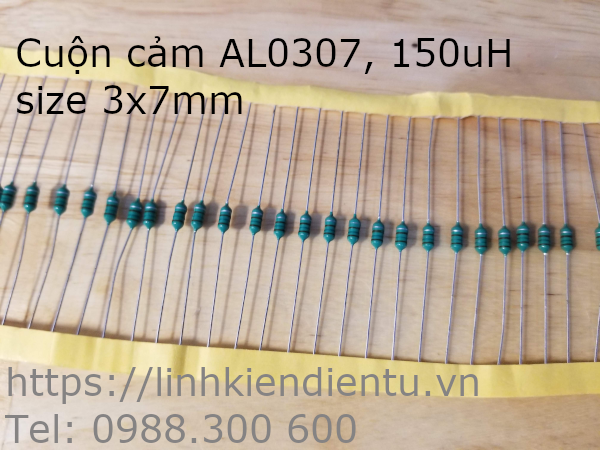 Cuộn cảm 220uH AL0307 221K 1/4W, size 3x7mm