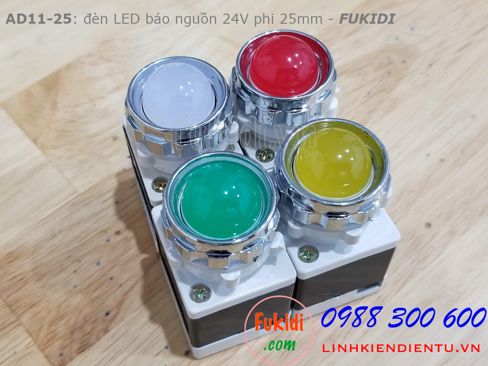 AD11-25 đèn LED báo nguồn phi 25mm điện áp 24V màu đỏ