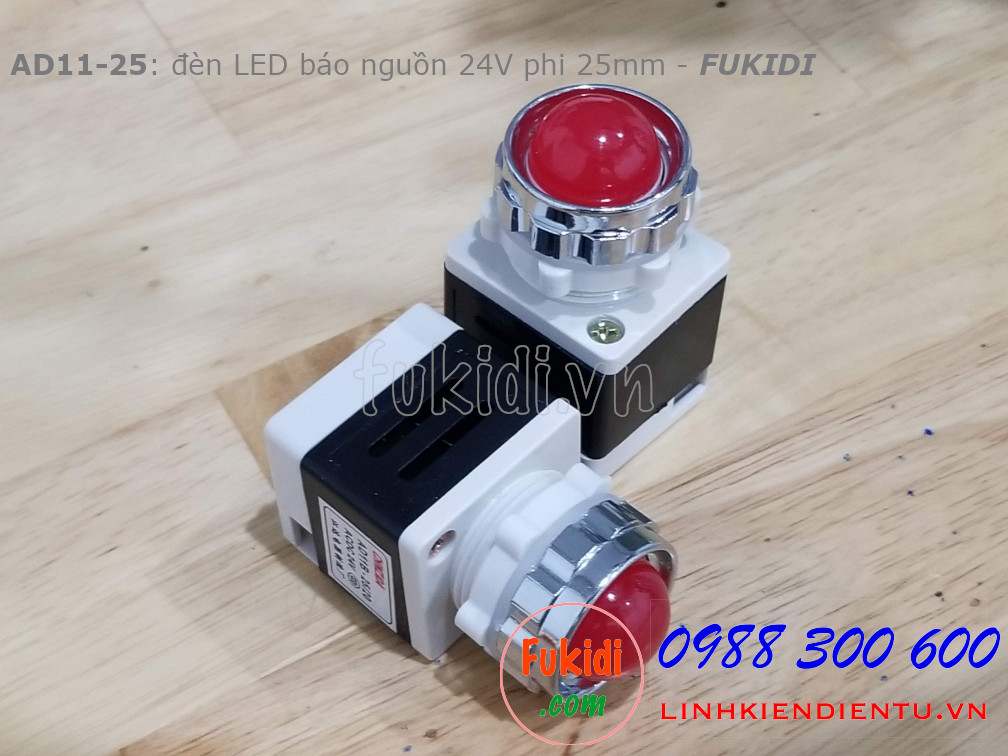 AD11-25 đèn LED báo nguồn phi 25mm điện áp 24V màu đỏ