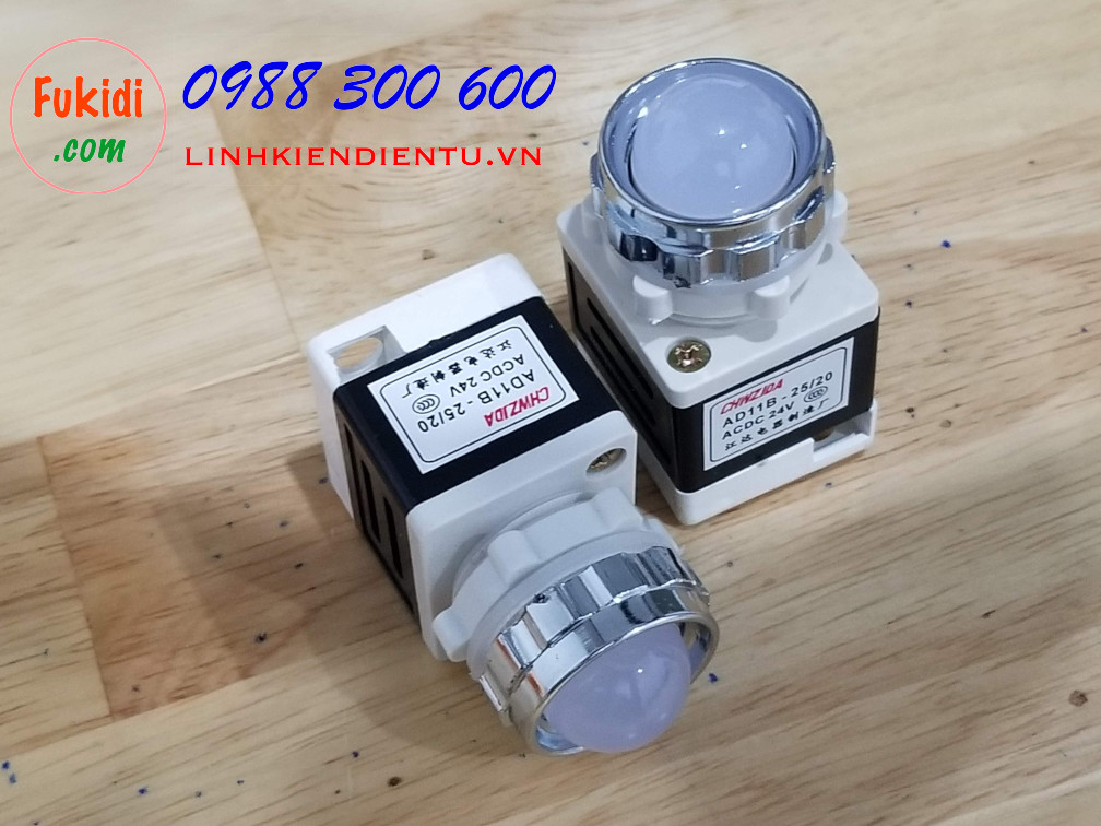 AD11-25 đèn LED báo nguồn phi 25mm điện áp 24V màu trắng