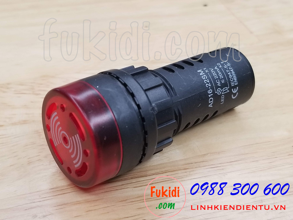 Đèn báo có còi phi 22mm AD16-22SM điện áp 220VAC màu đỏ