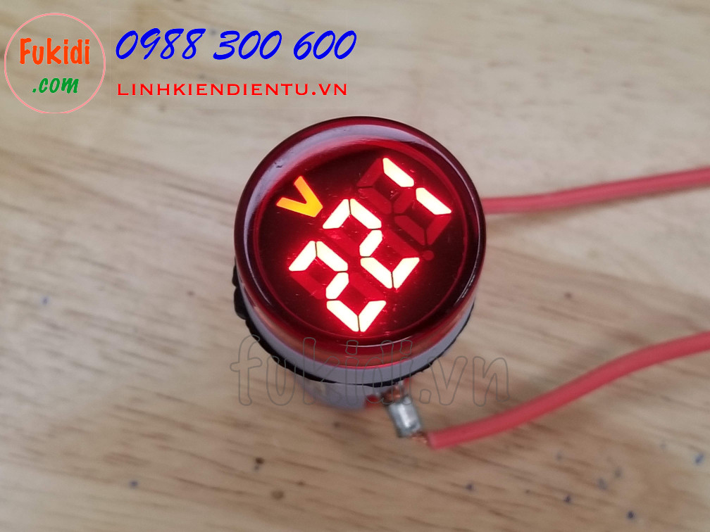 Đồng hồ đo điện áp mini, tầm đo 60-500VAC, phi 22mm model AD16-22DSV