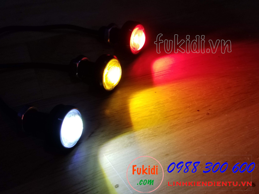 Đèn xi nhan cúc áo LED phi 23mm, điện áp 12V sáng màu trắng 