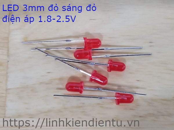 LED 3mm, tròn, màu đỏ sáng đỏ