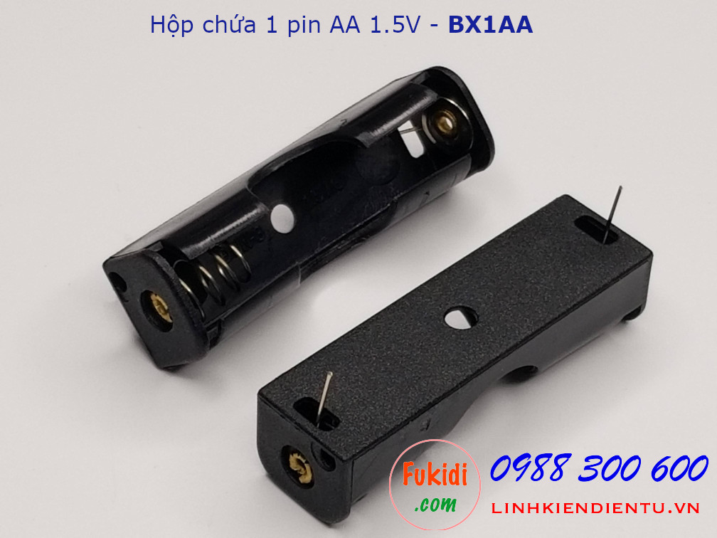 Hộp chứa 1 viên pin AA 1.5V  chân ra hàn mạch in - BX1AA