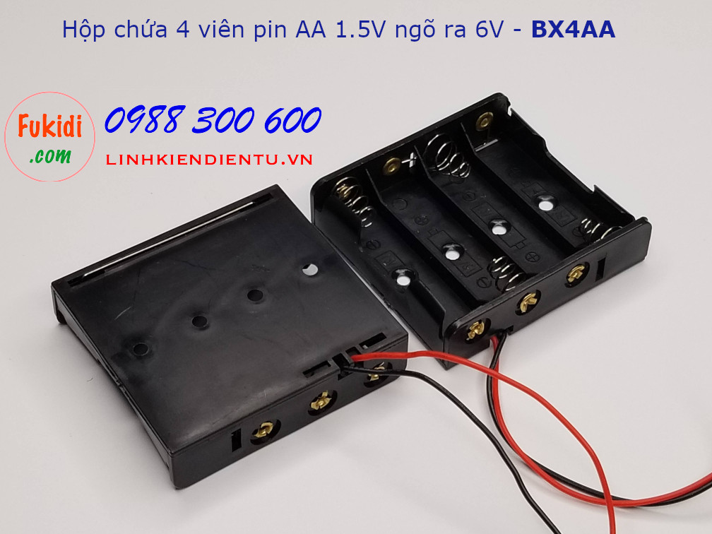Hộp chứa 4 viên pin AA 1.5V cho ra điện áp 6VDC - BX4AA