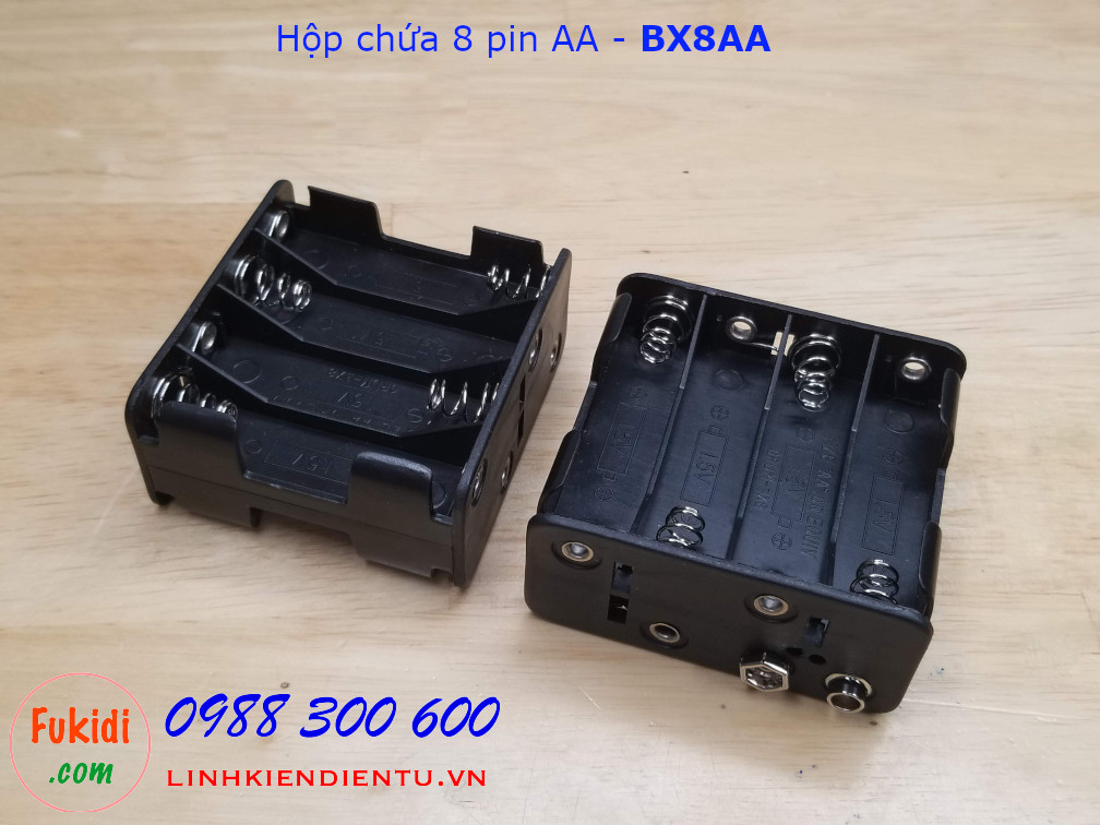 Hộp chứa 8 viên pin AA 1.5V cho  ra điện áp 12VDC - BX8AA