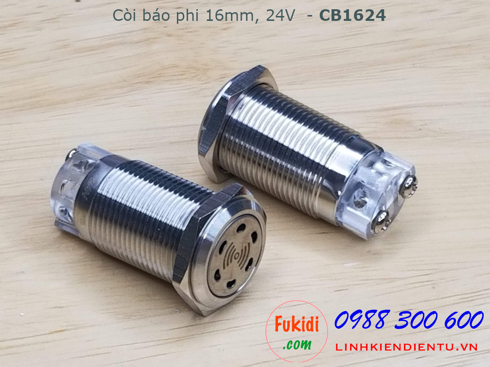 Còi báo tủ điện phi 16mm, 24V vỏ kim loại - CB1624