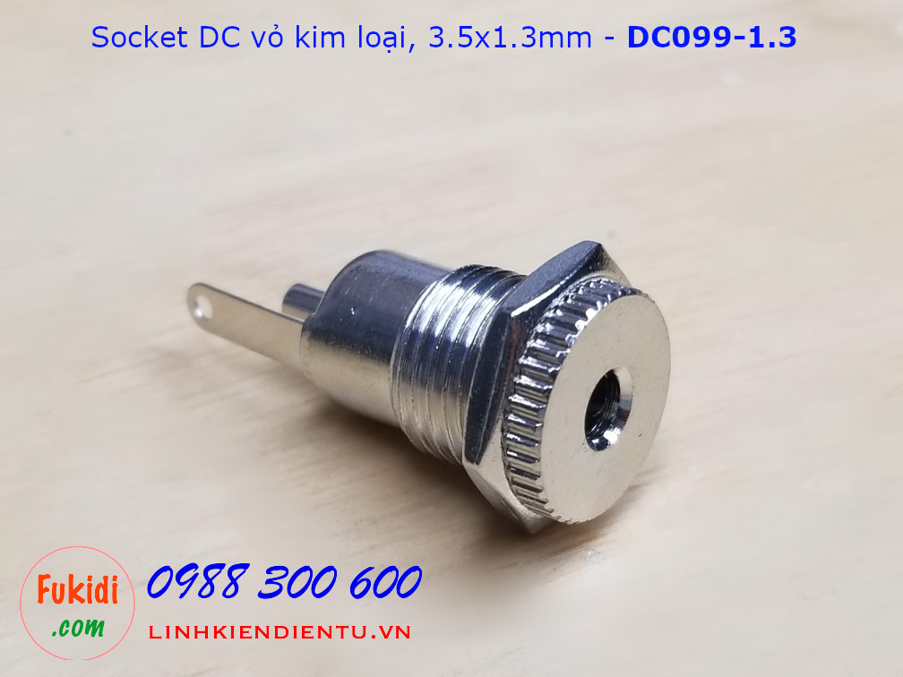 Socket DC099 5A vỏ kim loại, size 3.5x1.3mm - DC099-1.3