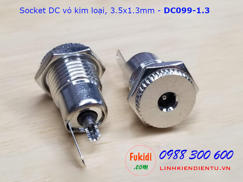 Socket DC099 5A vỏ kim loại, size 3.5x1.3mm - DC099-1.3
