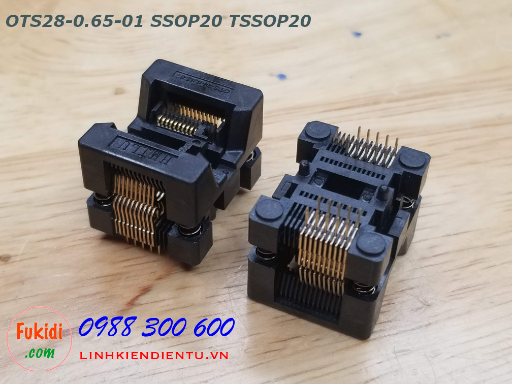 Đế test IC SSOP20 TSSOP20 chân IC 0.65mm,  OTS28-0.65-01