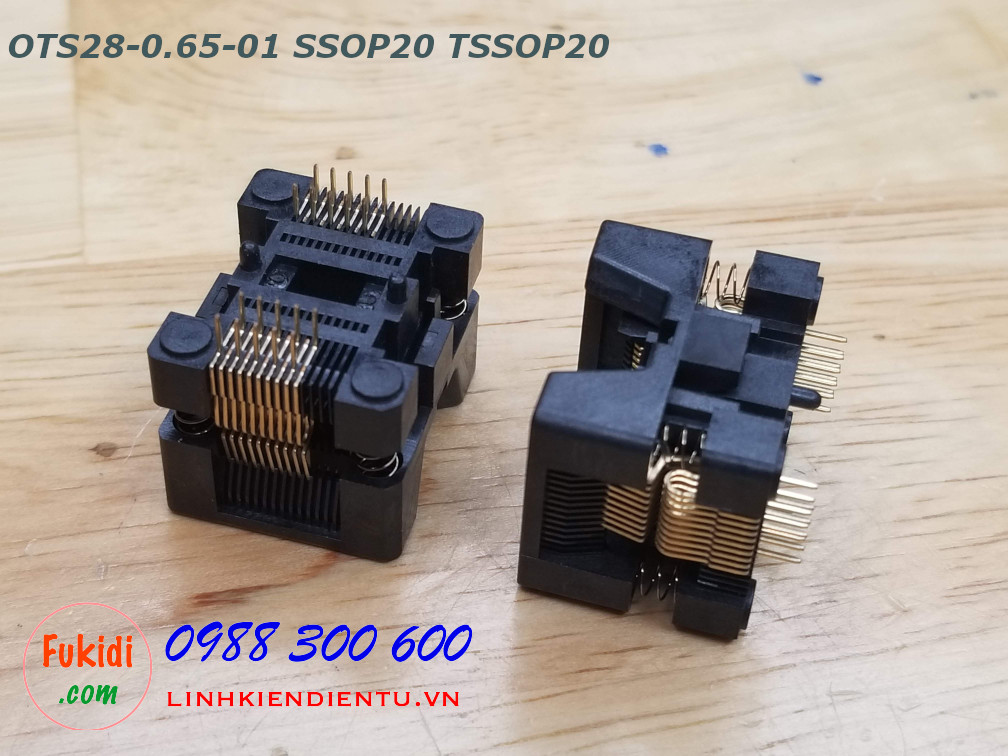Đế test IC SSOP20 TSSOP20 chân IC 0.65mm,  OTS28-0.65-01