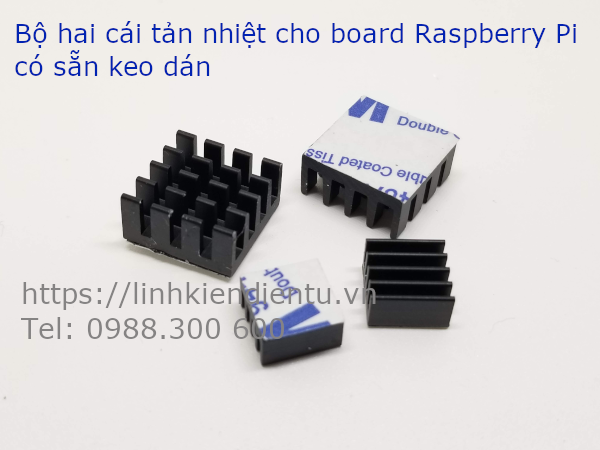 Bộ hai cái tản nhiệt cho board Raspberry Pi, màu đen