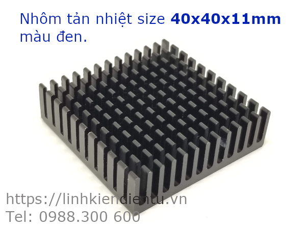 Nhôm tản nhiệt kích thước 40x40x11mm, màu đen