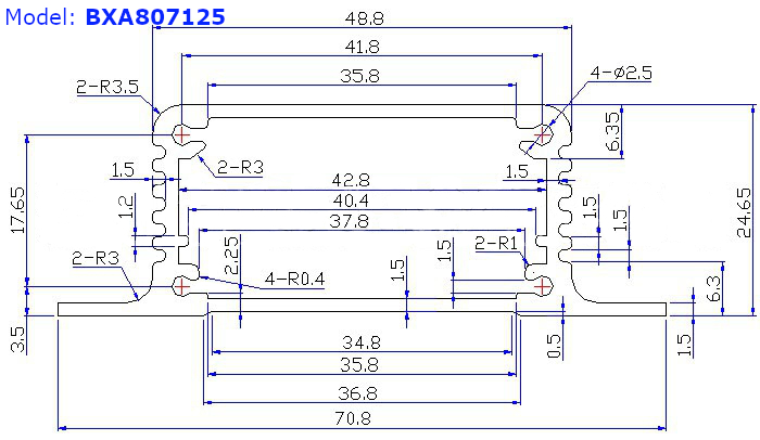 Hộp nhôm kích thước 80x71x25mm Model BXA807125