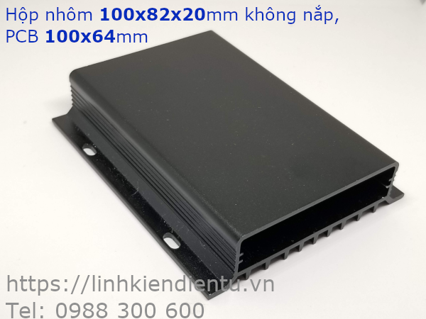 Hộp nhôm 100x82x20mm, màu đen, không nắp