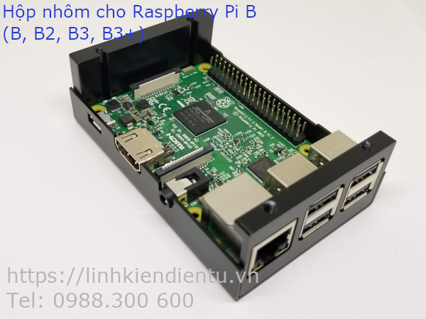 Hộp nhôm chuyên dụng cho Raspberry Pi B (B2, B3, B3+) - mở nắp trên
