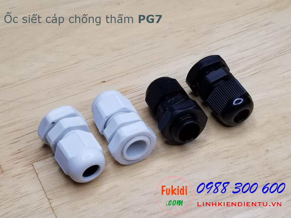 Ốc siết cáp bằng nhựa chống thấm PG7 màu trắng