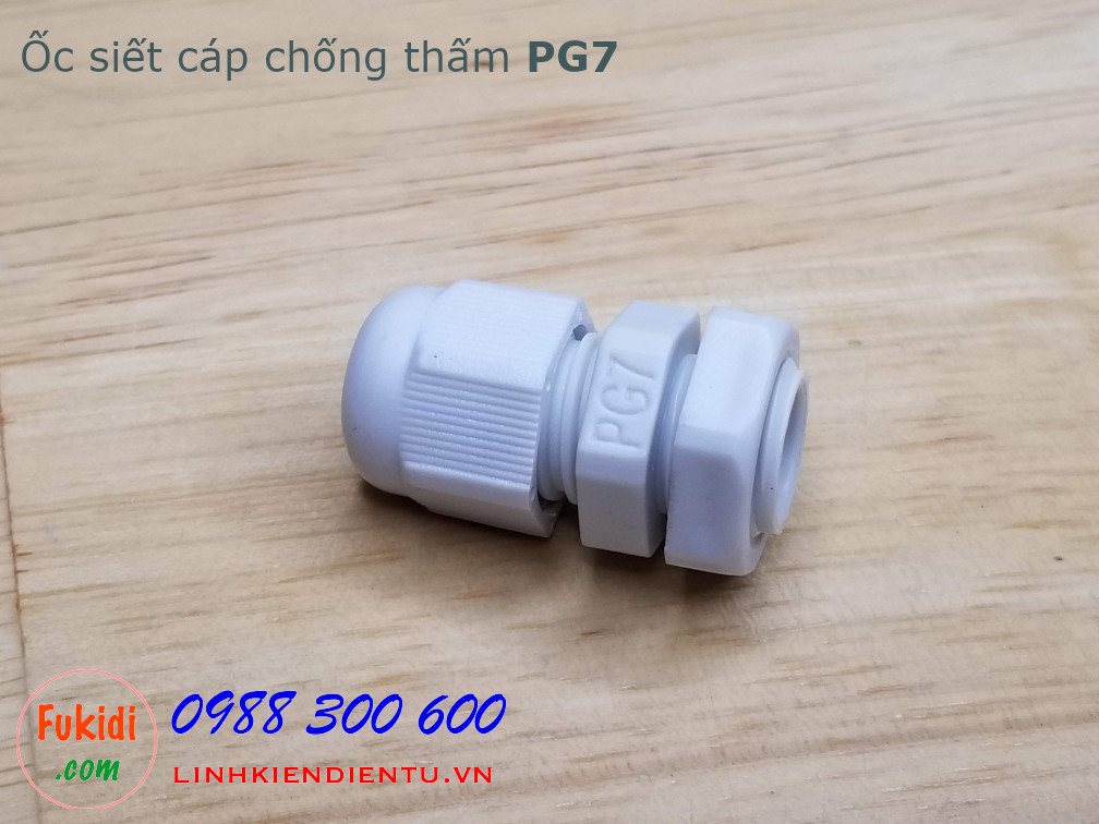 Ốc siết cáp bằng nhựa chống thấm PG7 màu trắng