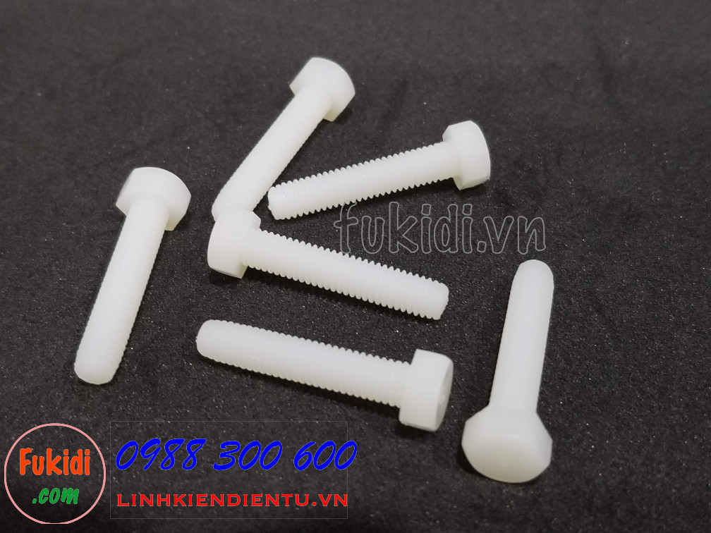 Vít nhựa lục giác M5x25 màu trắng