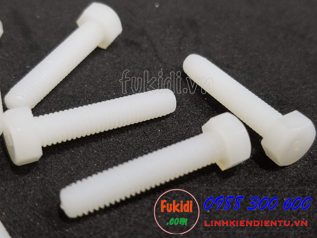 Vít nhựa lục giác M5x25 màu trắng