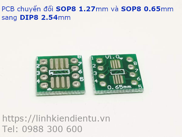 PCB đa năng chuyển SOP8 1.27mm và SOP 0.65mm sang DIP8 2.54mm