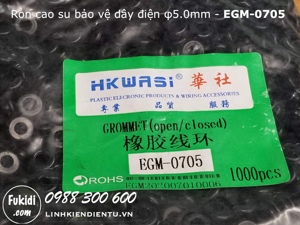 Vòng đệm, ron cao su bảo vệ dây phi 5mm EGM-0705 - EGM0705