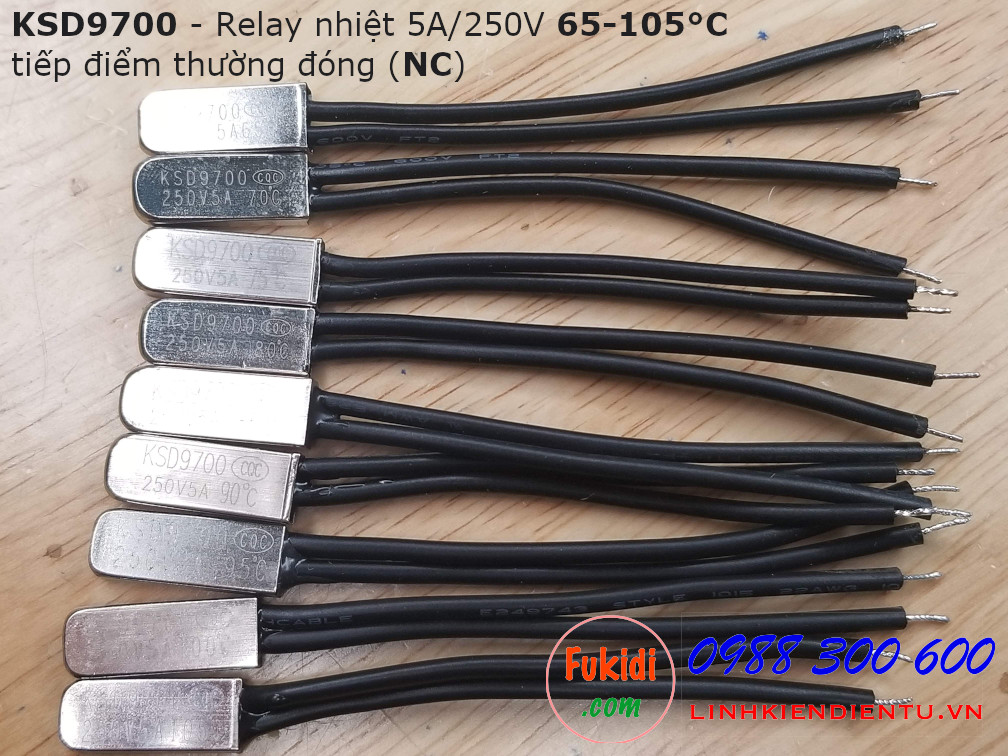 Relay nhiệt KSD9700 5A 250V 65 độ C, tiếp điểm thường đóng NC
